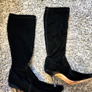 LOFT heeled knee high velvet boots.